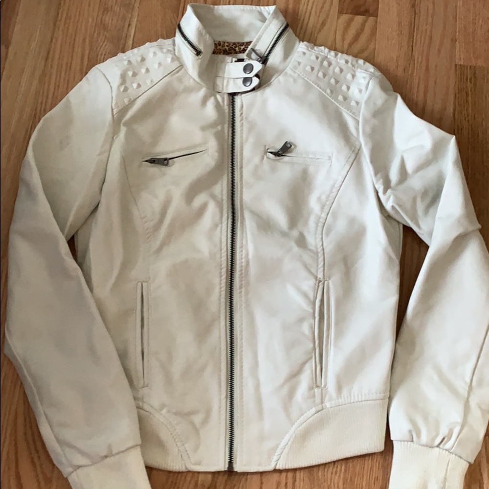 White Faux Leather Jacket